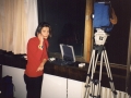 Live reporting via satellite phone from Grad Hotel, during the war in Kosovo, 1999